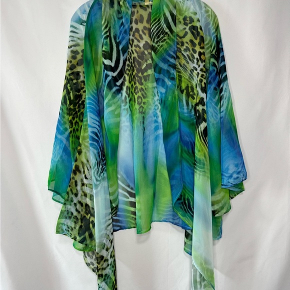 Chenault Accessories - Vibrant Animal Print Sheer Shawl - Size XL